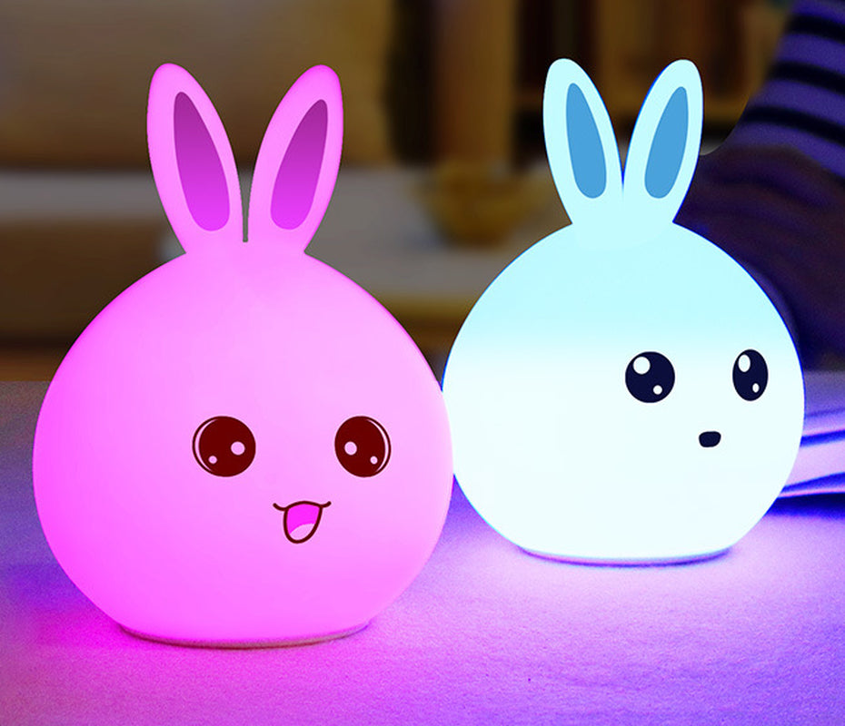 Elegant Silicone LED Rabbit Night Light with Touch Sensor and Colorful Illumination
