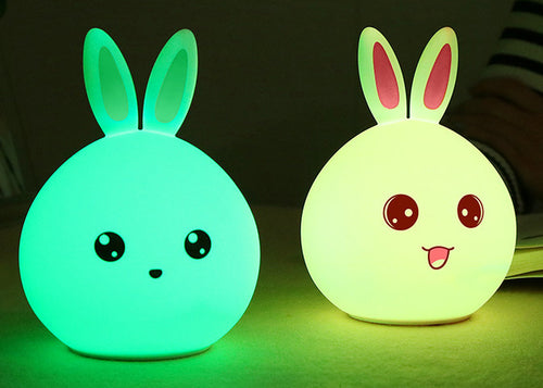 Elegant Silicone LED Rabbit Night Light with Touch Sensor and Colorful Illumination