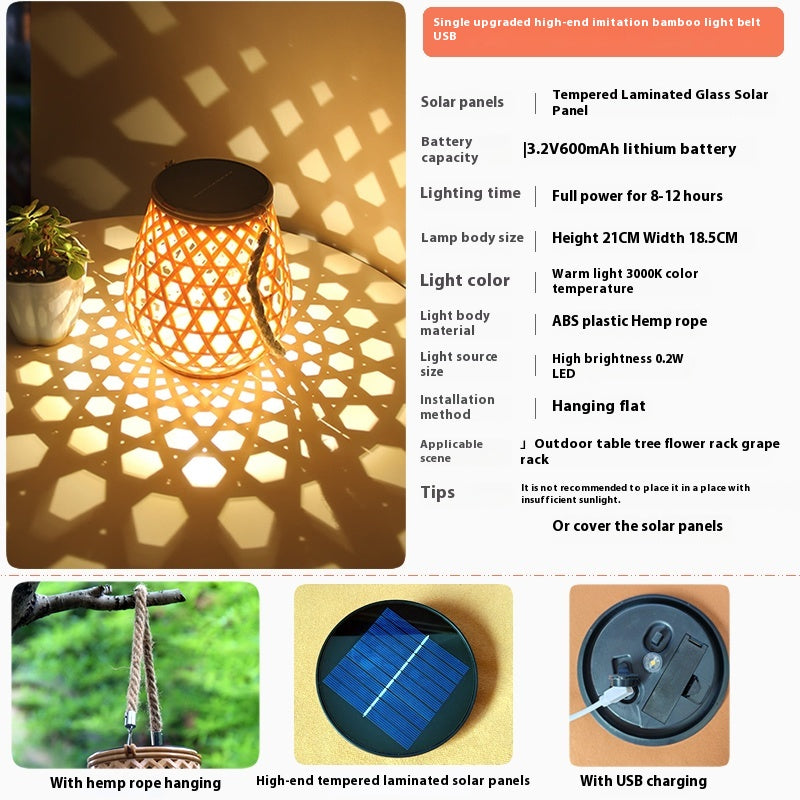 Outdoor Solar Bamboo Lantern Lights 