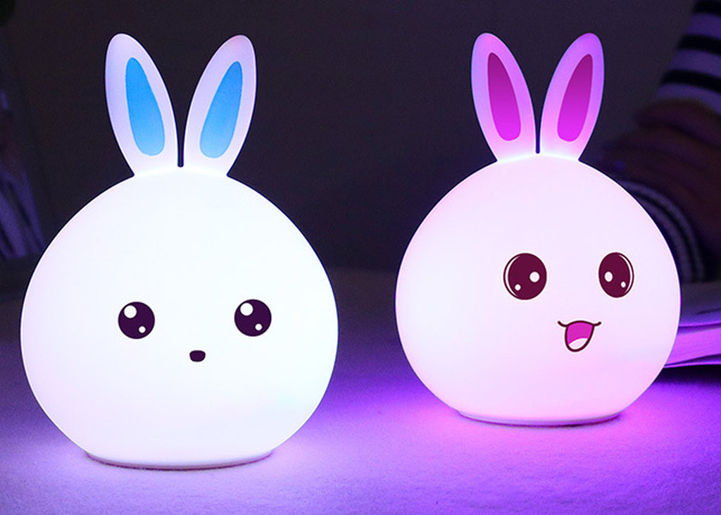 Elegant Silicone LED Rabbit Night Light with Touch Sensor and Colorful Illumination