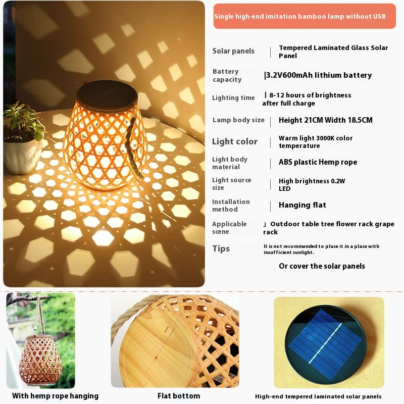 Outdoor Solar Bamboo Lantern Lights 