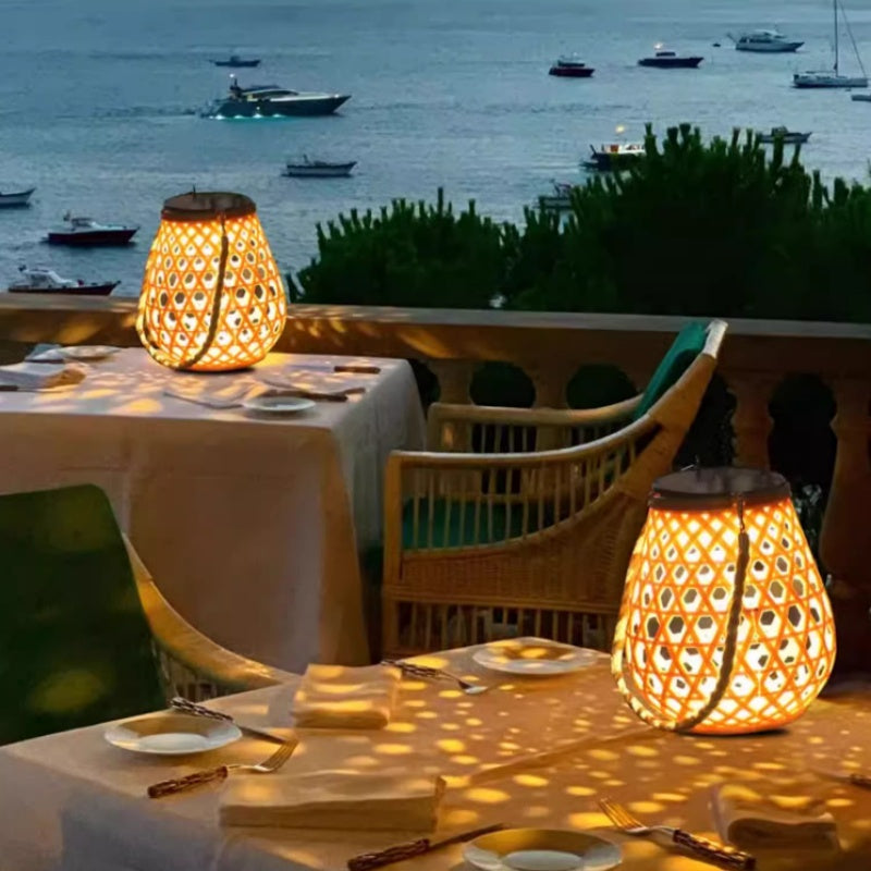 Outdoor Solar Bamboo Lantern Lights 
