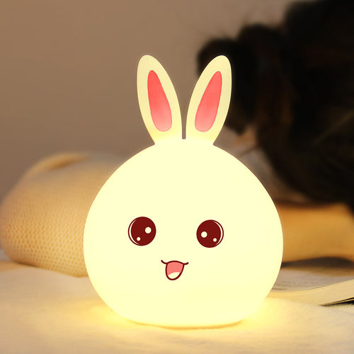 Elegant Silicone LED Rabbit Night Light with Touch Sensor and Colorful Illumination